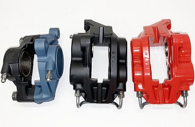 Brake calipers coated with Cerakote matt and gloss finish by CMS blasting and powder coating specialists Bournemouth